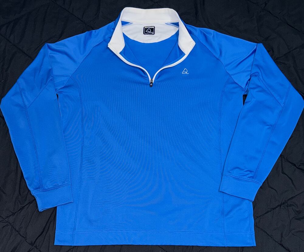 Deolax Men's Blue White Performance 1/4 Zip Golf Pullover